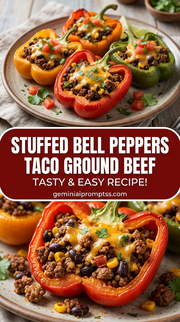Stuffed Bell Peppers Ground Beef Mexican with lean ground beef, bell peppers, onion, and tomatoes, and a savory finish