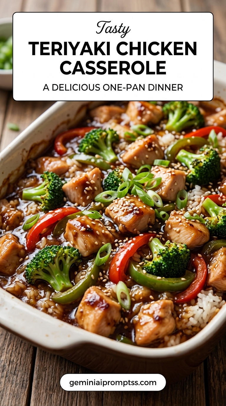 Teriyaki chicken casserole with tender chicken and sweet-savory teriyaki glaze