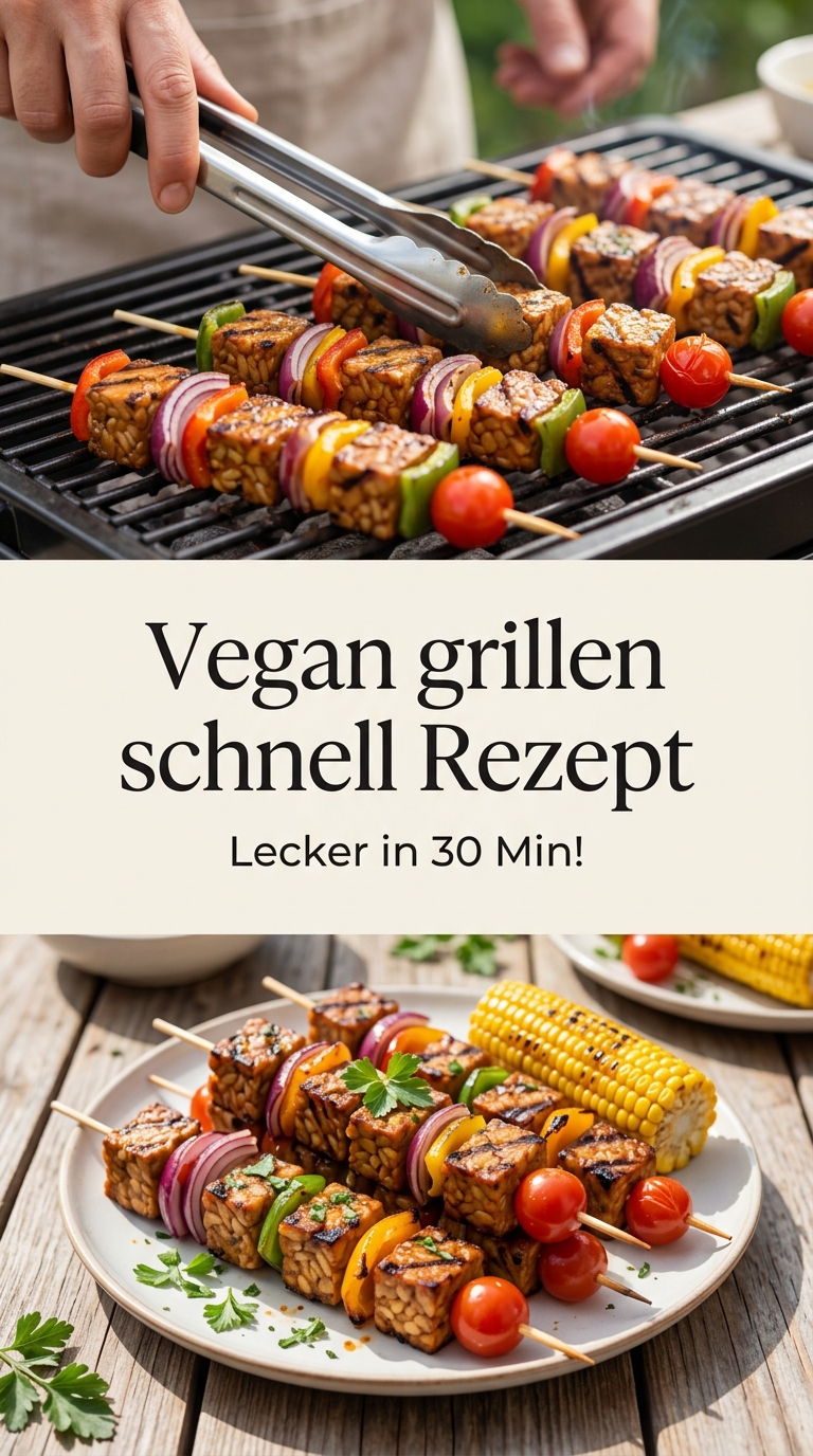 Vegane Tofu-Gemüsespieße mit Paprika und Zucchini auf dem Grill
