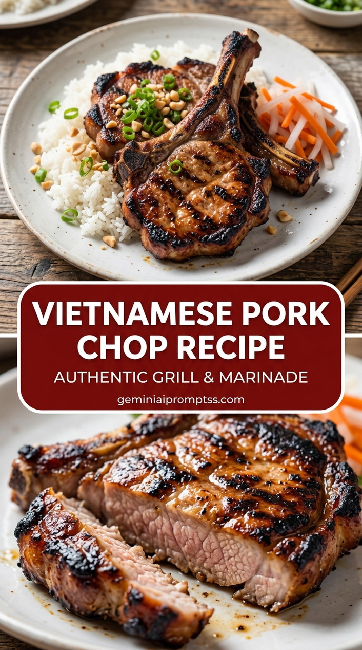 Vietnamese Pork Chop Recipe with bone-in or boneless pork chops, onion and a seasonal vegetable, and a savory finish