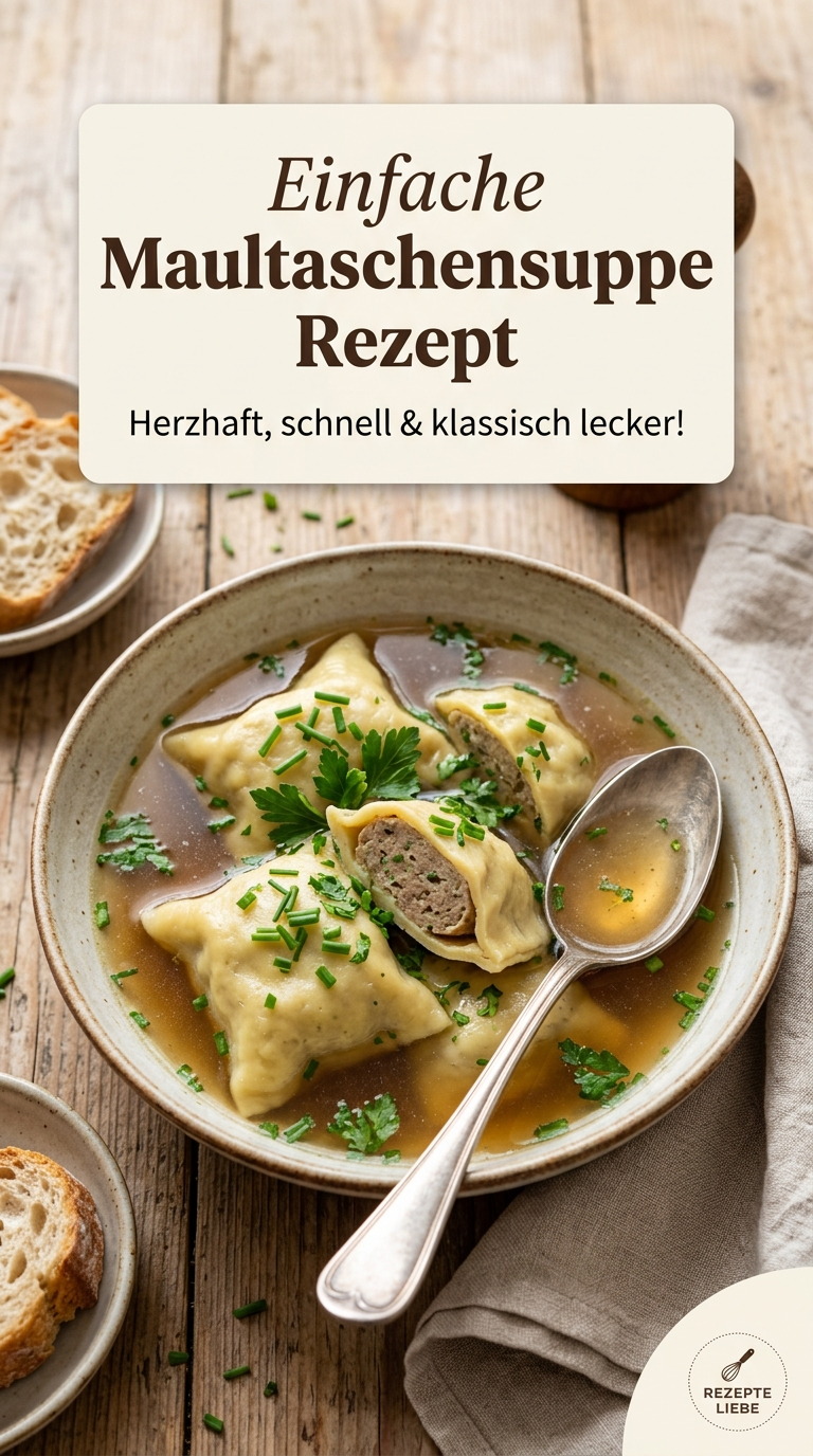 Einfache Maultaschensuppe mit Gemüse und Schnittlauch