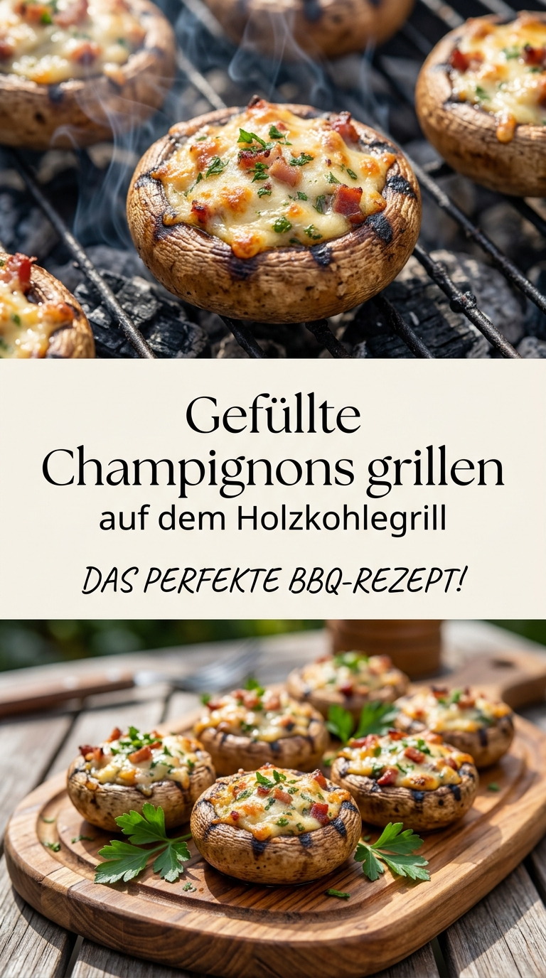 Gefüllte Champignons vom Grill mit Feta, Kräutern und Knoblauch