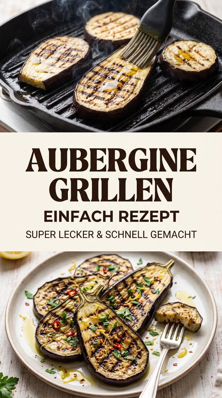 Gegrillte Auberginenscheiben mit Zitronen-Kräuter-Marinade