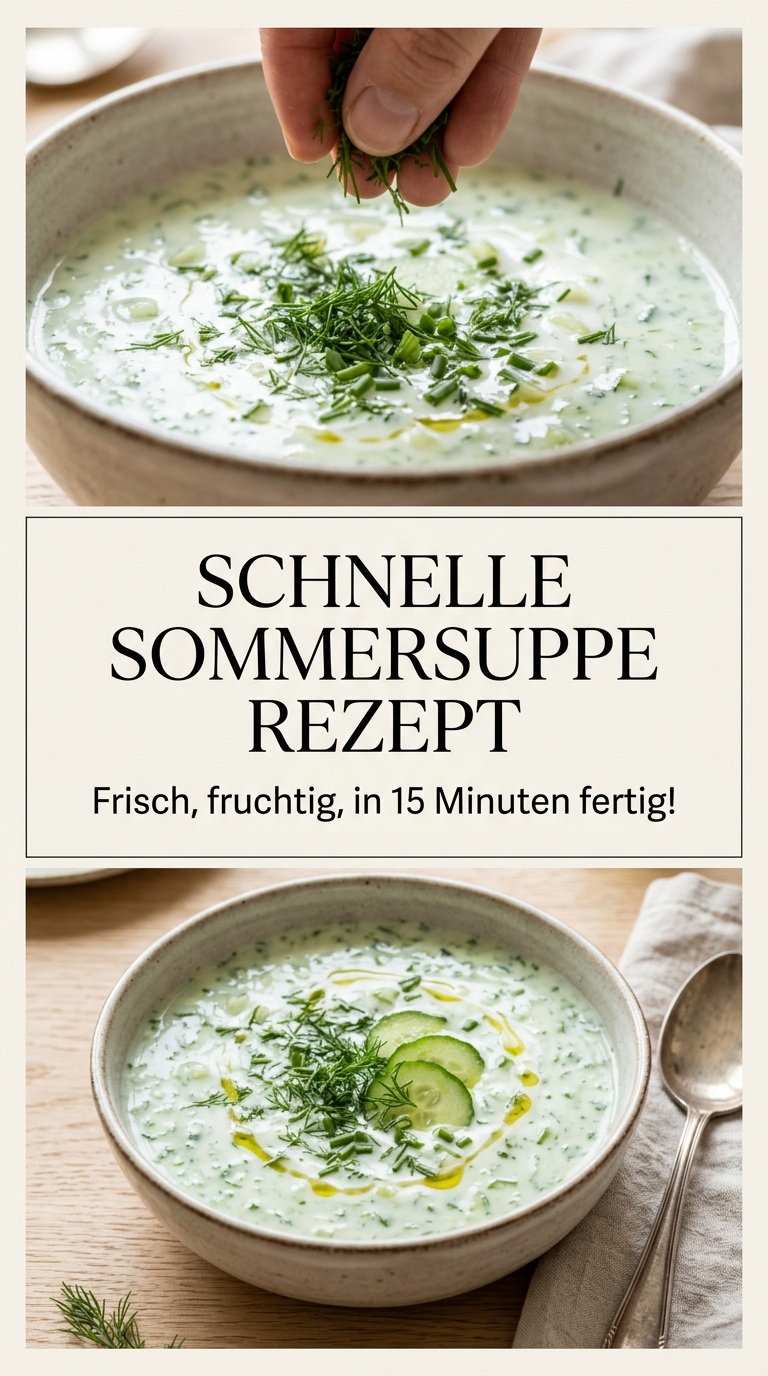 Kalte Gurken-Joghurt-Sommersuppe mit Dill und Zitrone