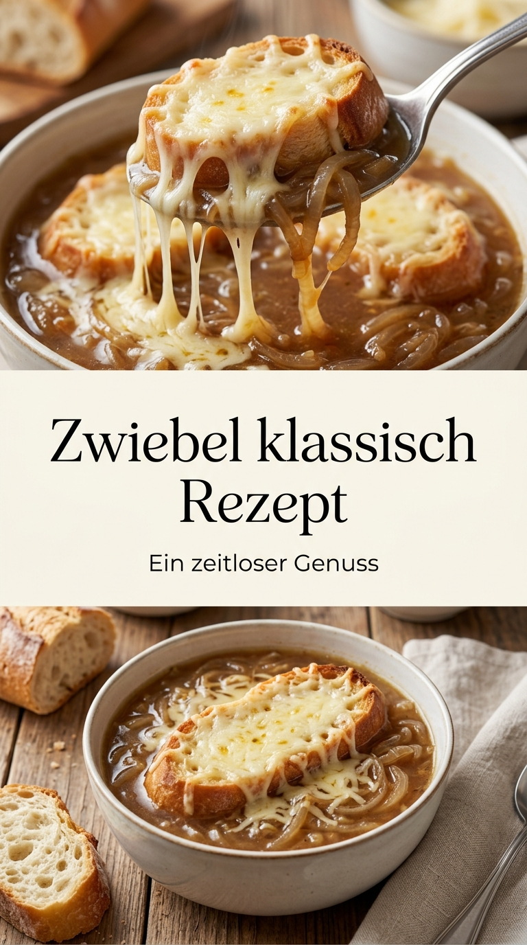 Französische Zwiebelsuppe mit knusprigem Käsebrot
